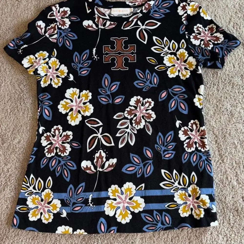 Tory Burch size large floral print cotton top size L